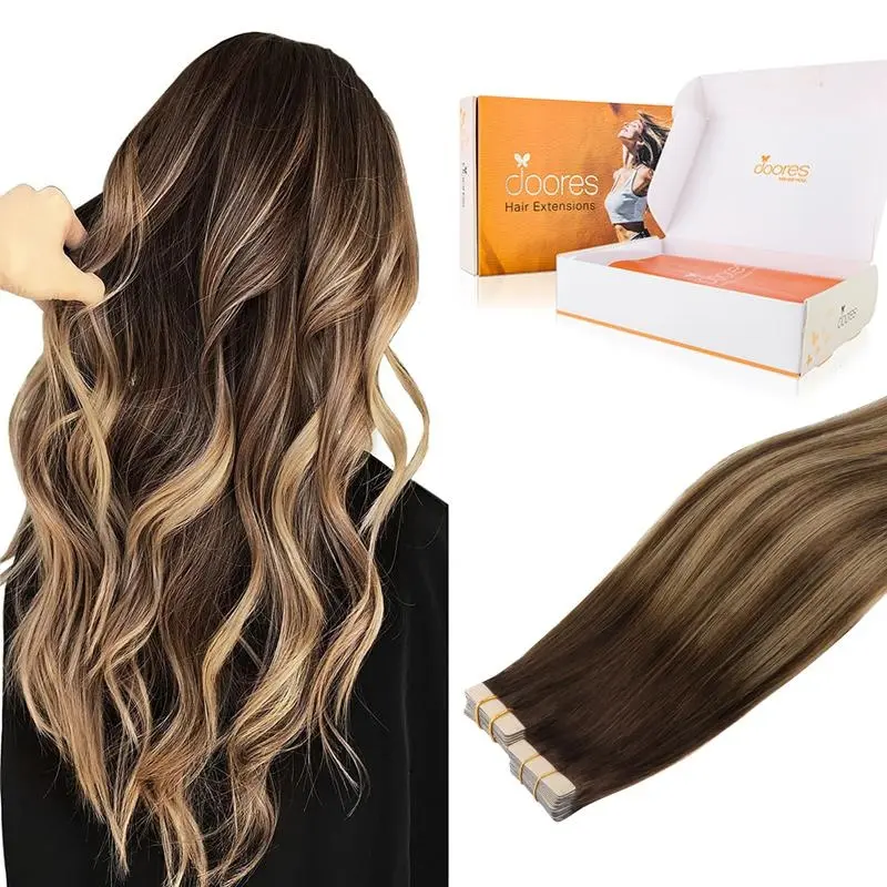 Doores Tape in  Remy Human Hair Extensions Natural Straight 14-24" Length for Everyday Use#TikTokShopSummerSale