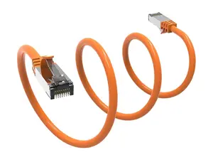 Nippon Labs Cat8 RJ45 10ft Ethernet Patch Internet Network LAN Cable, In/Outdoor, 26AWG, Shielded Latest 40Gbps 2000MHz, Weatherproof S/ftP -in Wall, Outdoor for Gaming/Router/Modem/PC/Switch (Orange)