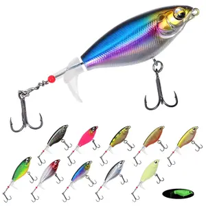 10Pcs Fishing Lures for Bass Whopper Lures Kit Top Water Fishing Lures with BKK Hooks Popper Floating Lure for Bass Catfish Pike