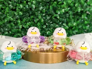 Fruity Duck Liquid Keychain, Floaty Glitter Key Accessory, Kawaii Lemon Bag Charm, Apple Shaker, Grape Floater Key Chain, Cute Bird Feet keychains cute keychain