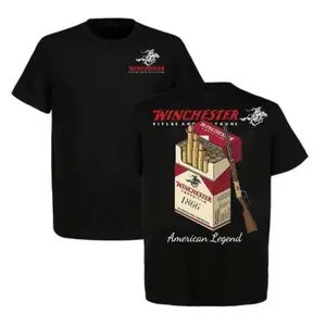 Winchester Men's Short-Sleeve Cotton T-Shirt - American Legend 1866 Ammo Box Graphic, Lever Action Rifle Print, Vintage Cowboy Western Top, Gun Enthusiast Gift, Casual Hunting Apparel (shortsleeve t shirts)