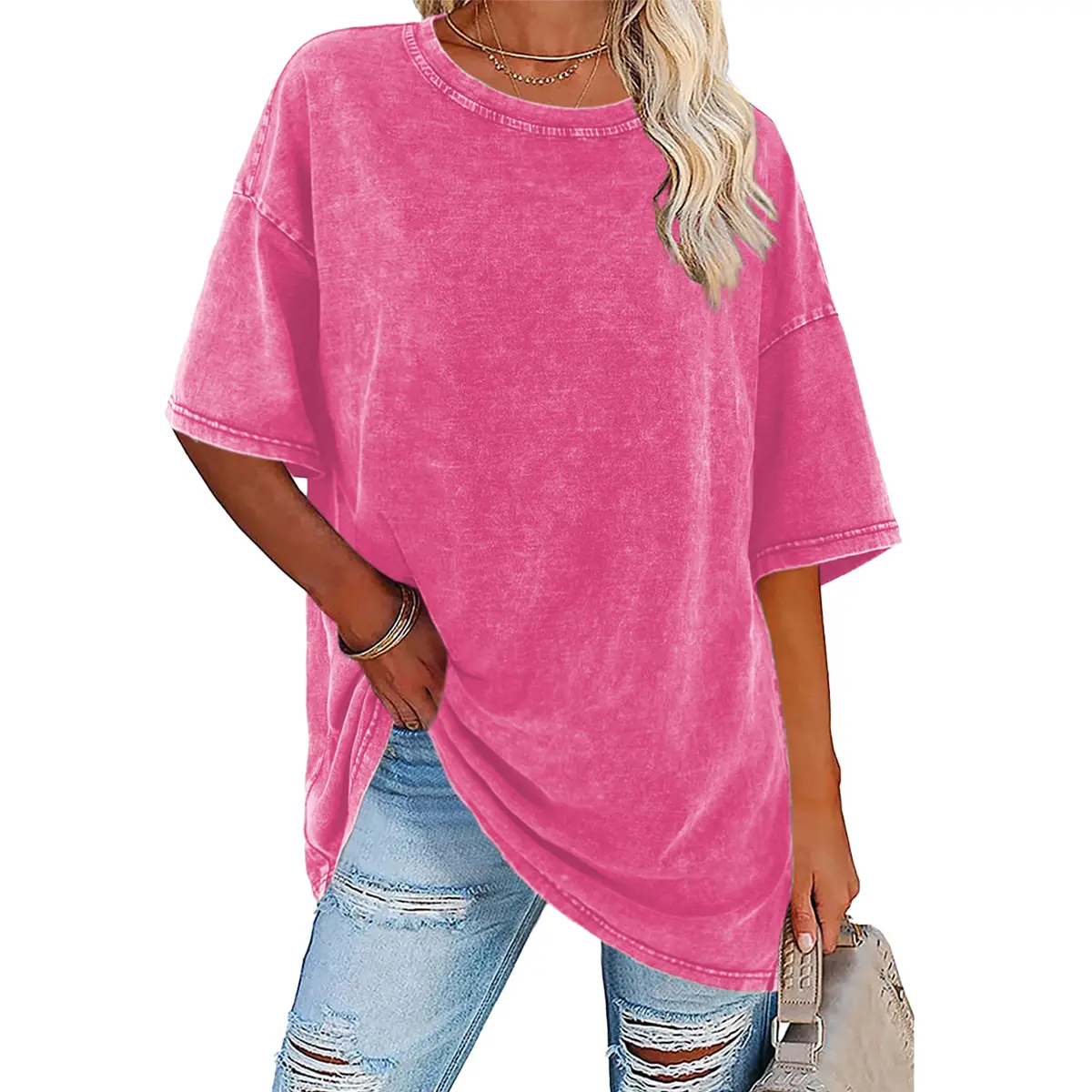 [NEW COLOR!]Digitex Women's T Shirts Acid Washed Heavy Cotton Vintage Unisex Tees Loose Fit Short Sleeve Casual Streetwear Baggy Basic Tops Crewneck Soft Cotton Fabric