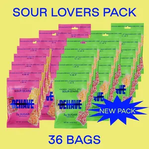 Sour Lovers Pack - Gummy Sour Fruit Flavors - Low Net Carb, Low Calorie, High Fiber - Keto & Diabetic Friendly - Natural Flavoring