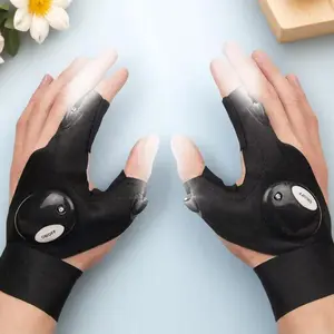 Adjustable LED Light Fishing Gloves, Waterproof Non-slip Wear-resistant Outdoor Running Fishing Camping Hunting Exploration Safety Equipment