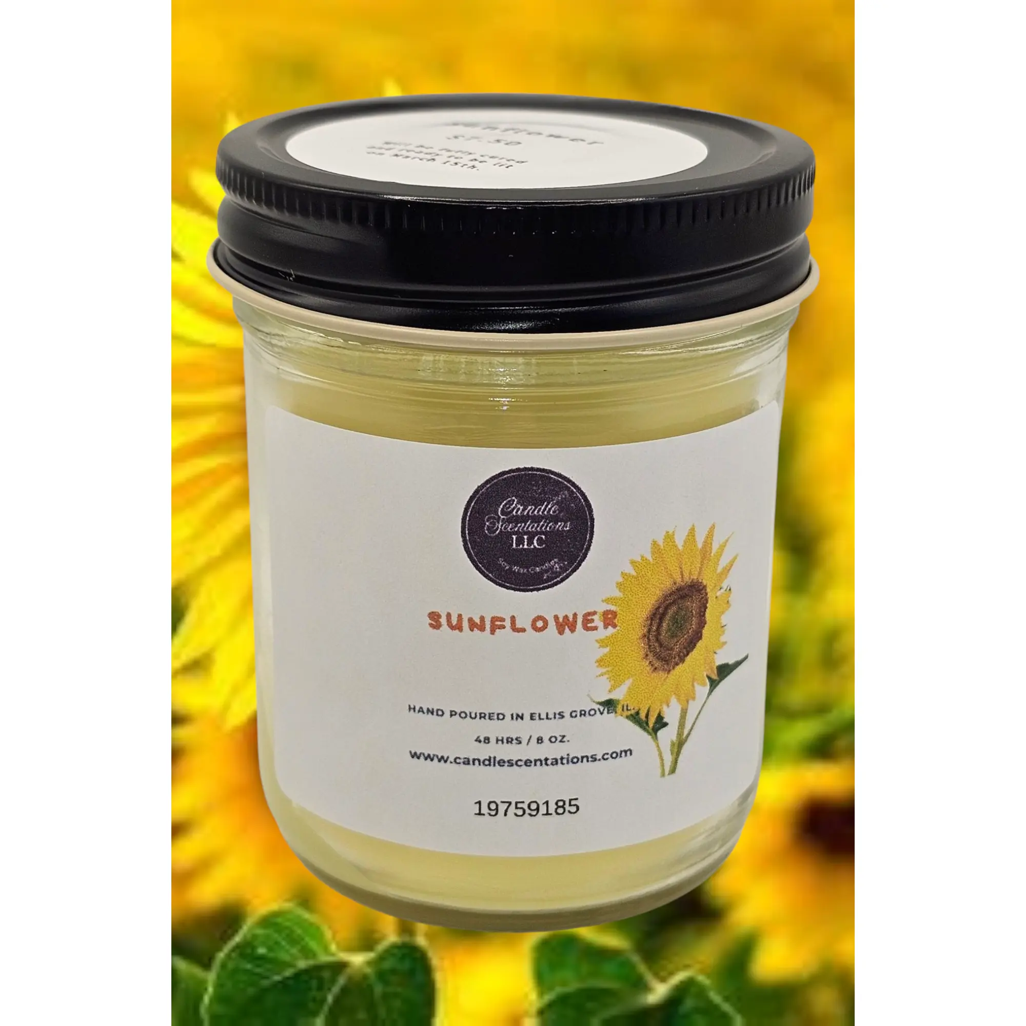 Sunflower Type 8oz Candle - Floral Scented Candle with Sunflower Design, Net Wt. 8oz, Ideal for Decor & Aroma