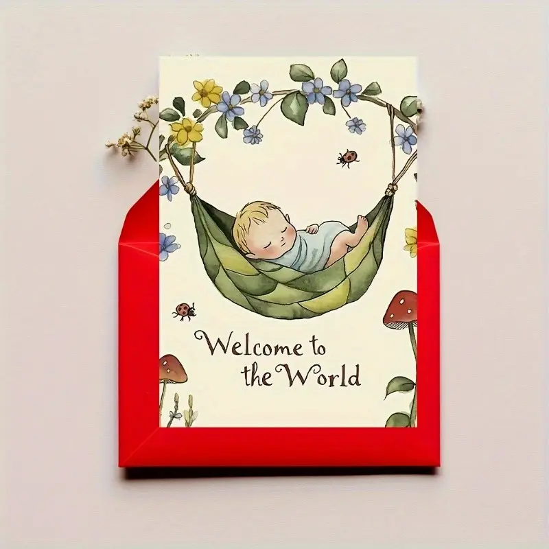 1PC - Adorable newborn greeting card for newborns welcoming new parents, family, friends congratulations card for birth announcements and baby celebrations with bonus envelopes
