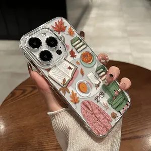 Minimalist Patchwork Book-Patterned Sofa Coat Collat Pattern Shockproof Protective Case Magnetic Transparent Phone Case, Suitable for iPhone 17 E Air Pro ProMax iPhone16 15 14 Plus 13 12 11 X XS XR Holiday Decoration