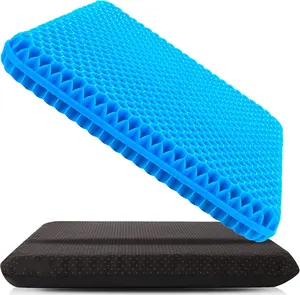 Gel Seat Cushion, Large & Thick for Long Sitting, Father's Day Gift Soft & Breathable Pressure Relief Cushion for Hip Pain, Ideal for Office Chair, Wheelchair & Daily Use – Black Cover