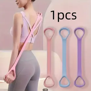 Silicone Yoga Resistance Band, Durable Stretching Band, 8 Strands Pull Rod, Multifunctional Elastic Fitness Strap, Back Waist Arm Exercises, Medium Tension