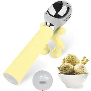 Heated Ice Cream Scoop Rechargeable Battery Electric Ice Cream Scooper for Scooping Hard Ice Cream, Metal Spoon 2 Oz IP 67 Waterproof LED Display Easy Clean Durable Kitchenware Kitchen Gadgets Utensils Sleek Scoop
