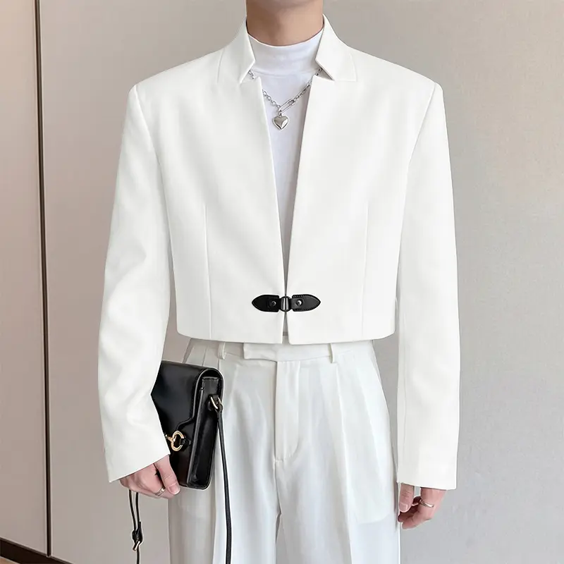 INCERUN Men's Stand Collar Long Sleeve Formal Polyester Blazer - Basic, Simple Menswear Top for Spring/Fall Casual Party