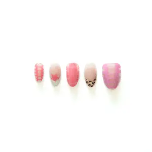 Ranch Hand Collective Emmett Press On Nail Set - 32 Pink Hot Pink Cheetah Crocodile Leopard Animal Print Star Nails