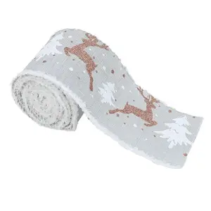 Christmas Ribbon Velvet Edge Deer Gift Box Packaging Ribbon, Holiday Decorative Bow Tie, Festive Wrapping Supplies, Gift Decoration