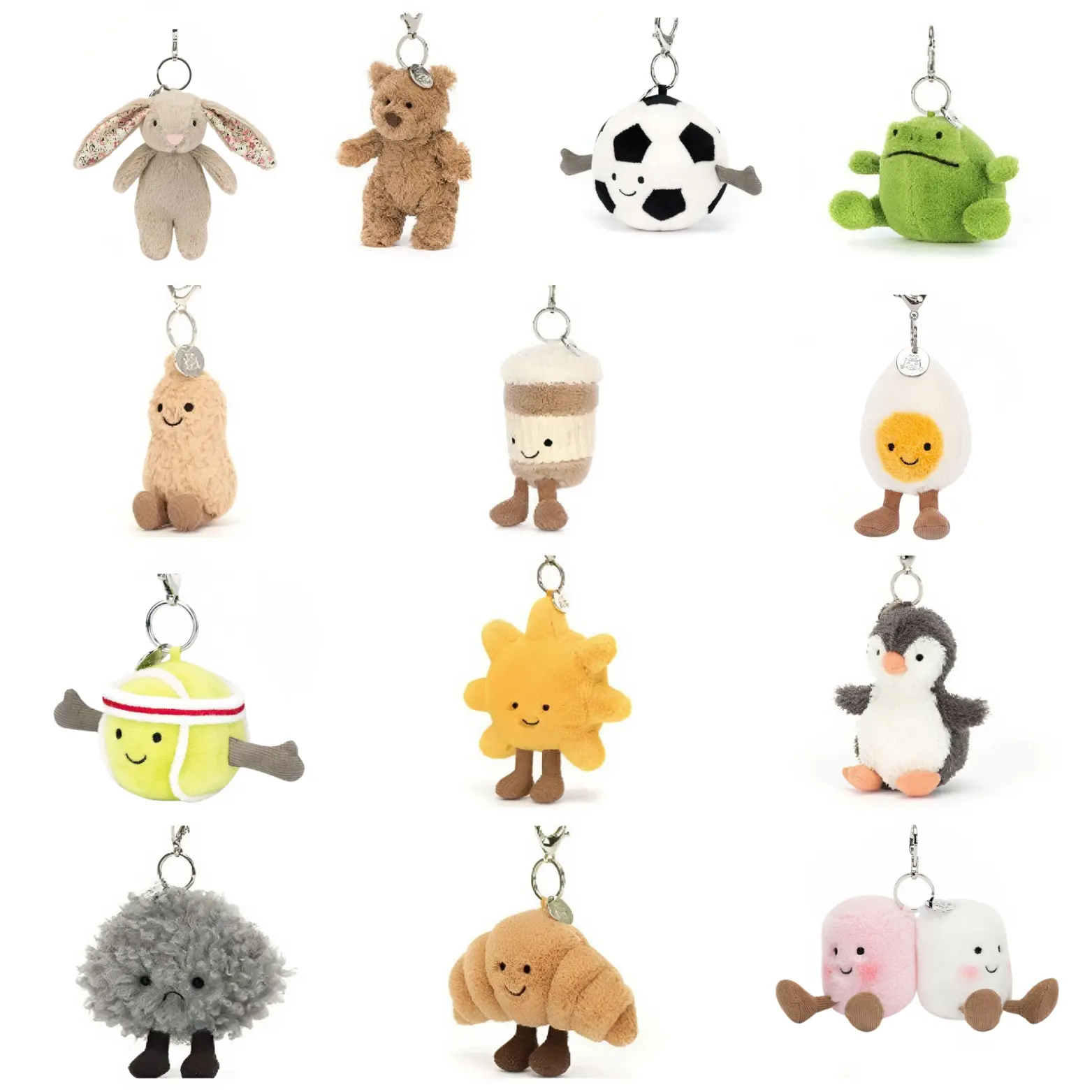Jellycat Bag Charm Collection - Cute Mini Stuffed Animal Keyring, Soft Bag Charm, Birthday Gift for Kids, Collectors' Fashion Accessory