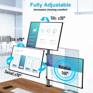 MOUNTUP 17"-32" Triple Monitor Stand for Desk Holds Up to 17.6 lbs per Arm, MU3005
