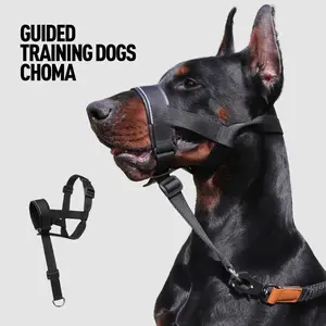 Adjustable Leather Dog Muzzle, Anti-Bite and Bark Control, Harness-Attached, Medium to Large Dogs, Durable Pet Accessory