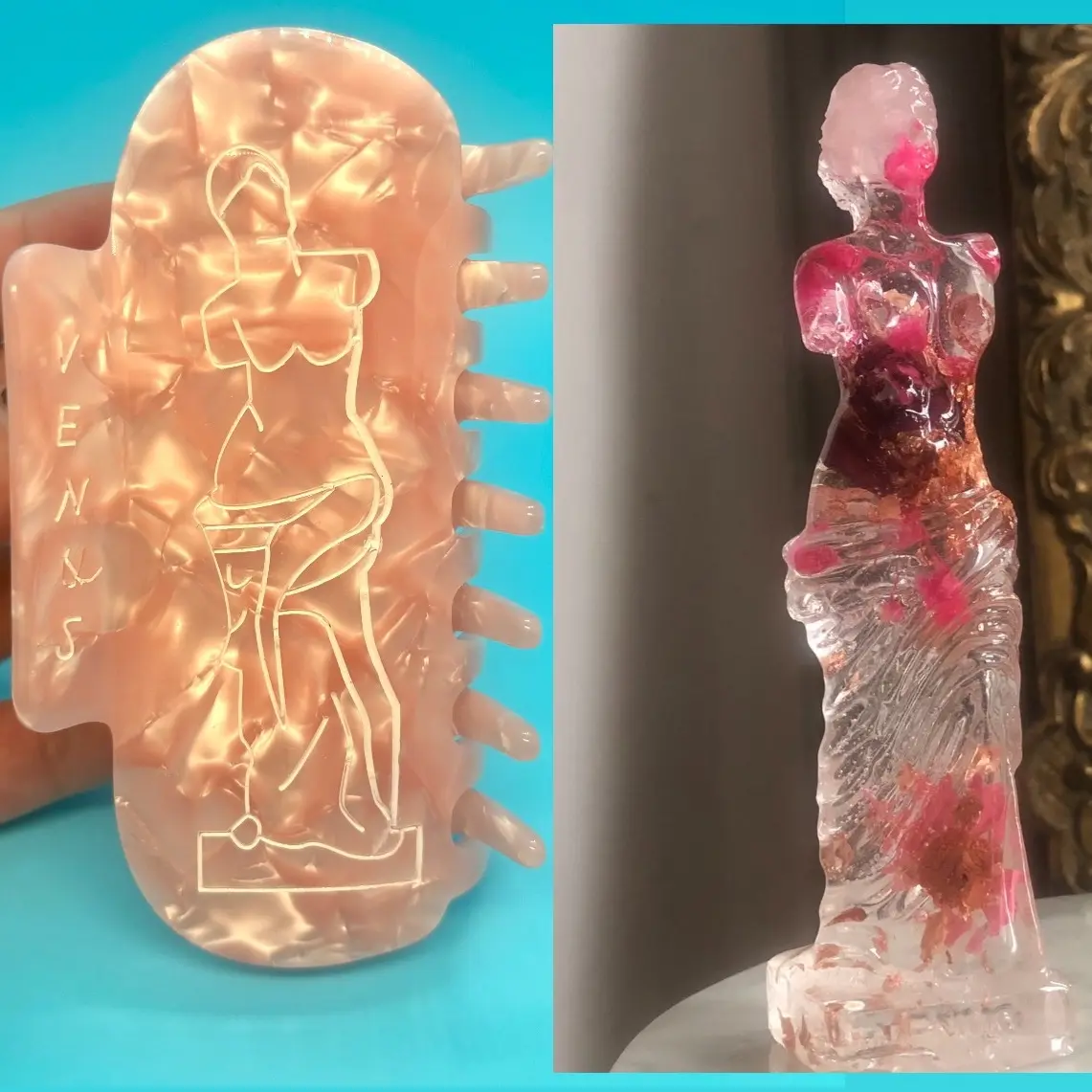 Pink and Rose Gold Aphrodite Statue and Hair Claw Bundle
