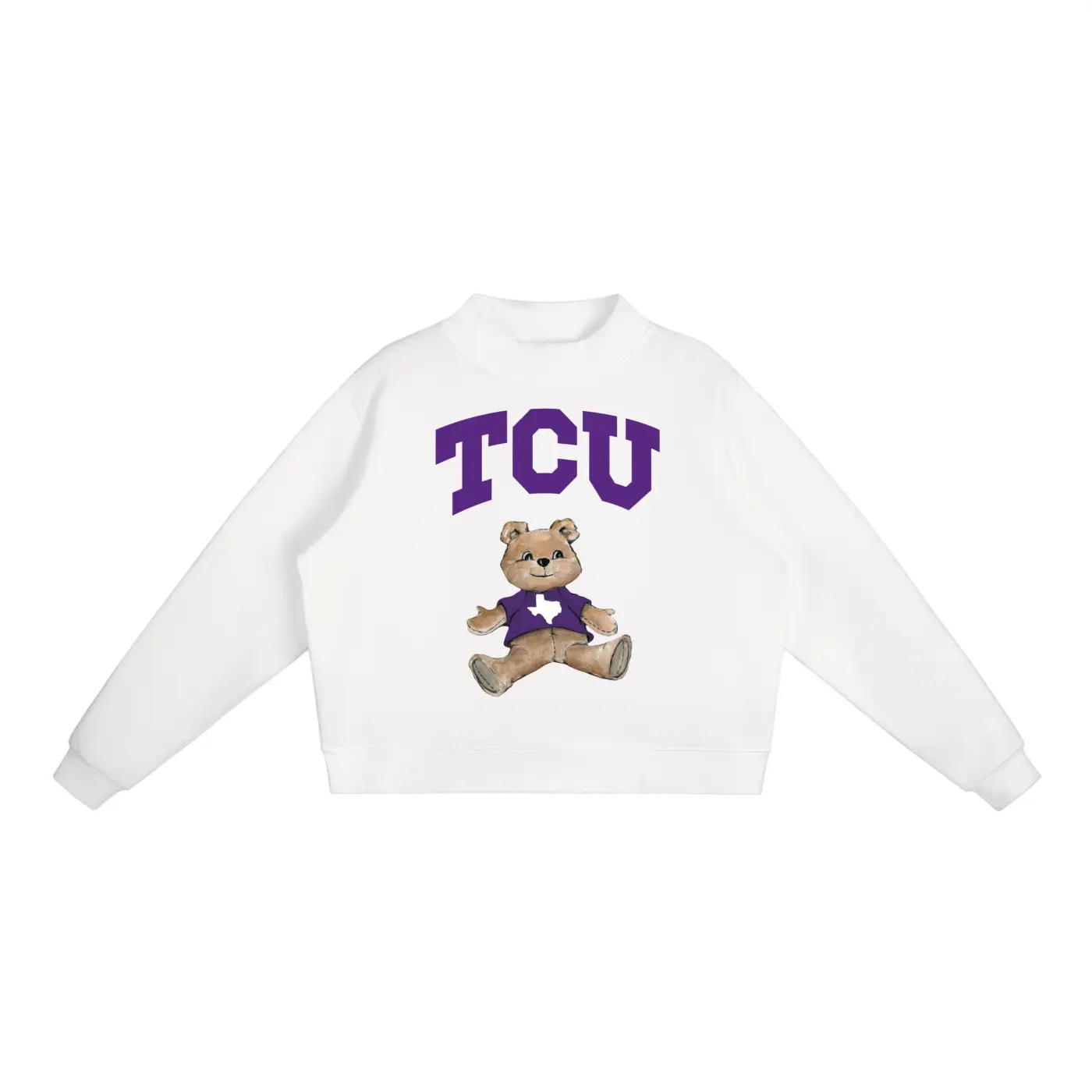 TCU Mock-Neck Crew Sweatshirt