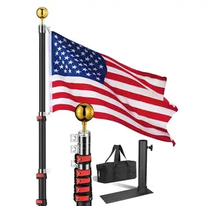 Yescom 20ft Tailgate Telescopic Flag Pole Kit Tire Mount Base Outdoor Camper RV