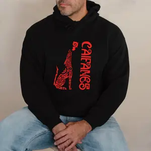 Caifanes Mexican Rock Band Hoodie - Black & Red Wolf Graphic Pullover - Unisex Streetwear Casual Trendy Top for Men for Women