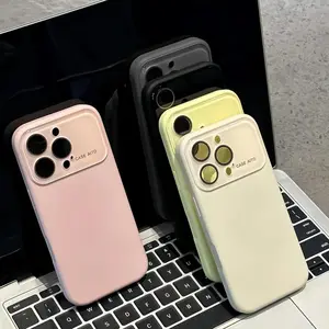 Macaron series phone case with a large viewing window, liquid-soft and skin-friendly - orange, suitable for iPhone 17/16/15/14/13/12/11 Pro Plus Max.