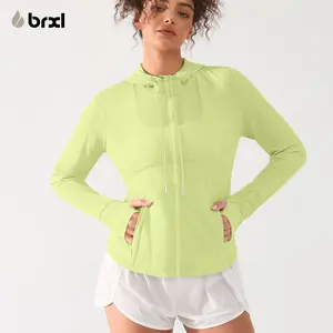 BRXL Women's UPF 50+ Sun Protection Hoodie Jacket Lightweight Long Sleeve Hiking Sun Shirt for Women with Pocket#FallFreshness -5
