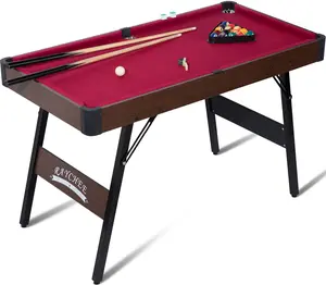 48-Inch Pool Table with Wood Finish, Modern Billiards Table with 2 Cue Sticks, 16 Balls, Rack, Felt Brush and Chalk, Choose Your Style, Suitable for Living Room & Playroom