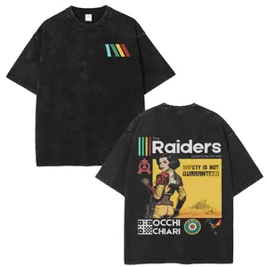 ARC Raiders Fan Art Gamer Extraction Shooter Vintage Washed Oversize Unisex Tee, unisex heavyweight cotton t-shirt washed Casual Menswear