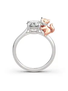 1 piece of s925 pure silver niche personality ring Unique Rings Fashion Rings "Hold Me Tight · Cute Fox" ring finely inlaid with 1 carat round legislative zirconia ring