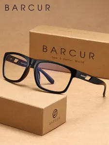 BARCUR Simple And Comfortable Casual Style Anti Blue Light Casual Eyeglasses, Casual Stylish Glasses With Pc Lenses And Square Full Frame, Square Frame Eyewear For Watching Computer Games, Effectively Blocking Blue Light