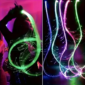 USB Rechargeable LED Fiber Optic Glow Whip - 70" (180cm) Color-Changing Light Sword with 360° Rotation, RGB Party Light for DJ Performances, Nightclub, Stage & Halloween - Dynamic Dance Accessory with Button Control & Flashing Effects