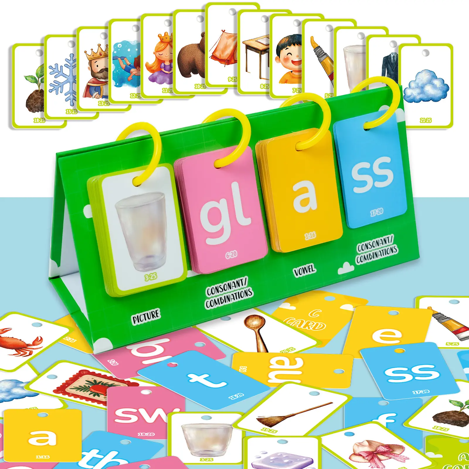 81 Pcs Double-Sided English CVC Words Flash Cards - Language Learning Study Cards, Preschool Learning Tool, Vocabulary & Sight Words Resource for Kindergarten, Literacy-Boosting Educational Toy for Classroom, Homeschool