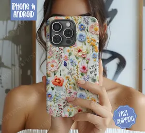 Wildflower Phone Case, Floral Phone Case Mag Safe Compatible, Magnetic Tough Cases