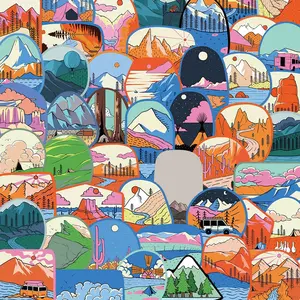 Outdoor Camping Themed Sticker, 50/1000pcs/set Cartoon Pattern Decorative Sticker, DIY Decals for Water Bottle, Laptop, Phone Case, Scrapbooking, Journal Making