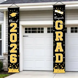2026 Graduation Door Banners (2-Pack) - Class of 2026 Couplet & Letter Decor, Festive Party Supplies for Home Wall & Congrats Grad Displays