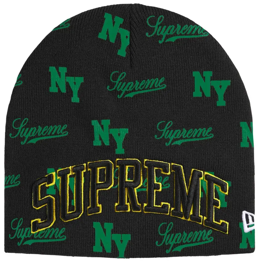Supreme New Era Monogram Beanie Black