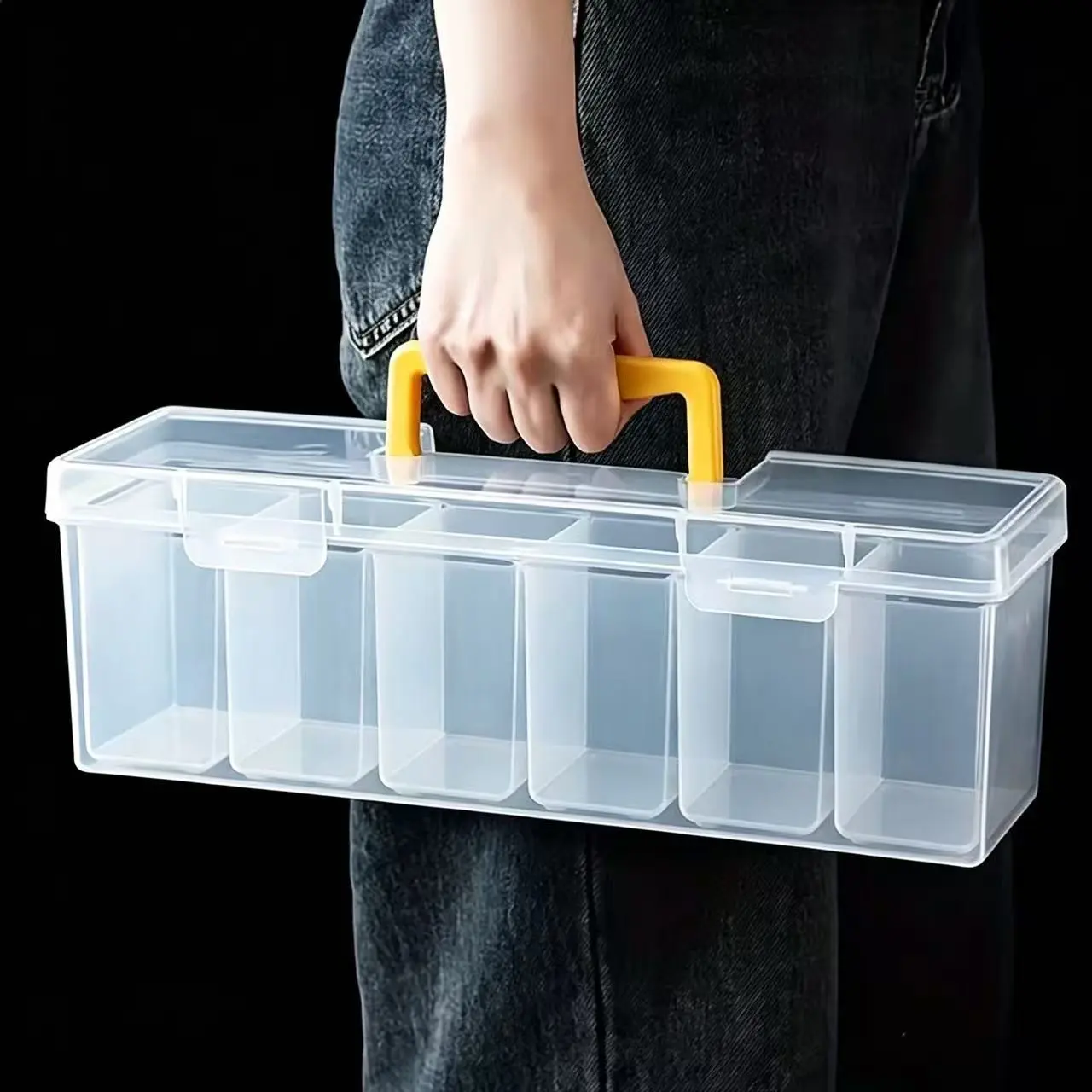7pcs (6 small + 1 large box) Hardware Tool Storage Box, Multi-Compartment Transparent Tool Organizer, Screw Parts Sorting Box, Portable Divided Sorting Box, Tool Storage Container, Toolbox Storage Box, Tool Organisers
