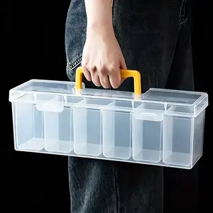 7pcs (6 small boxes + 1 large box) Hardware Tool Storage Box, Tool Storage Kit, Multi-Compartment Transparent Tool Organizer, Screw Parts Sorting Box, Hardware Accessories Storage Box, Portable Divided Sorting Box, Toolbox Storage Box