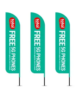 12ft Outdoor Advertising Feather Flags Wireless – Pack of 3 (Poles & Bases Not Included) Banners Light Lightweight Set
