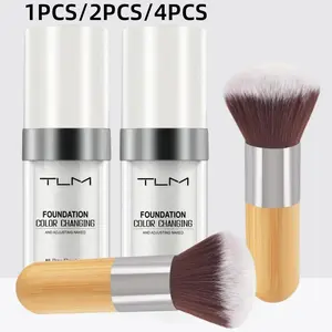 Color Changing Foundation with Makeup Brush, 1/2 /4 Counts Long Lasting & Moisturizing Foundation, Natural Makeup for All Skin Tone, Makeup Product, Cosmetic