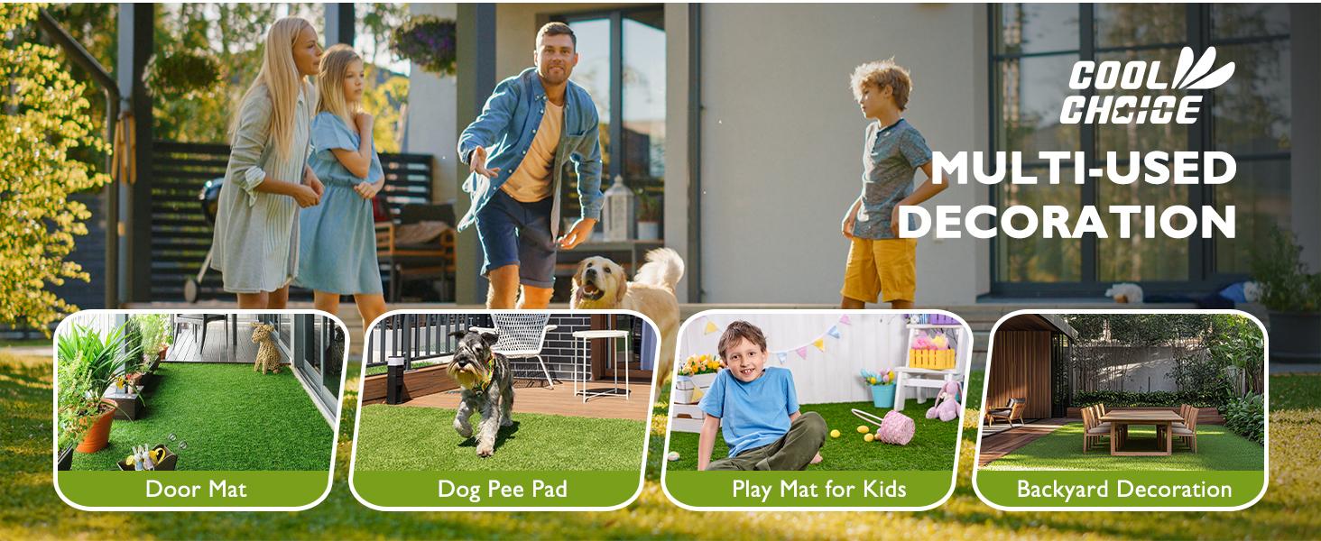 COOLCHOICE Artificial Grass Turf with Drainage Holes for Dog Potty Training 3 ft x 5 ft, 3 cm Fake Outdoor Rug Pee Pad for Patio Balcony Backyard, Indoor Green Mat Home Decoration, UV Flame Resistant