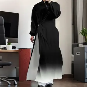  INCERUN COS Dark/Avant-Garde Men's/Unisex Long Stand Collar Slit Maxi Robe | Flowing Theatrical Outerwear | Stage Wear, Art Exhibition, Trendy Street
