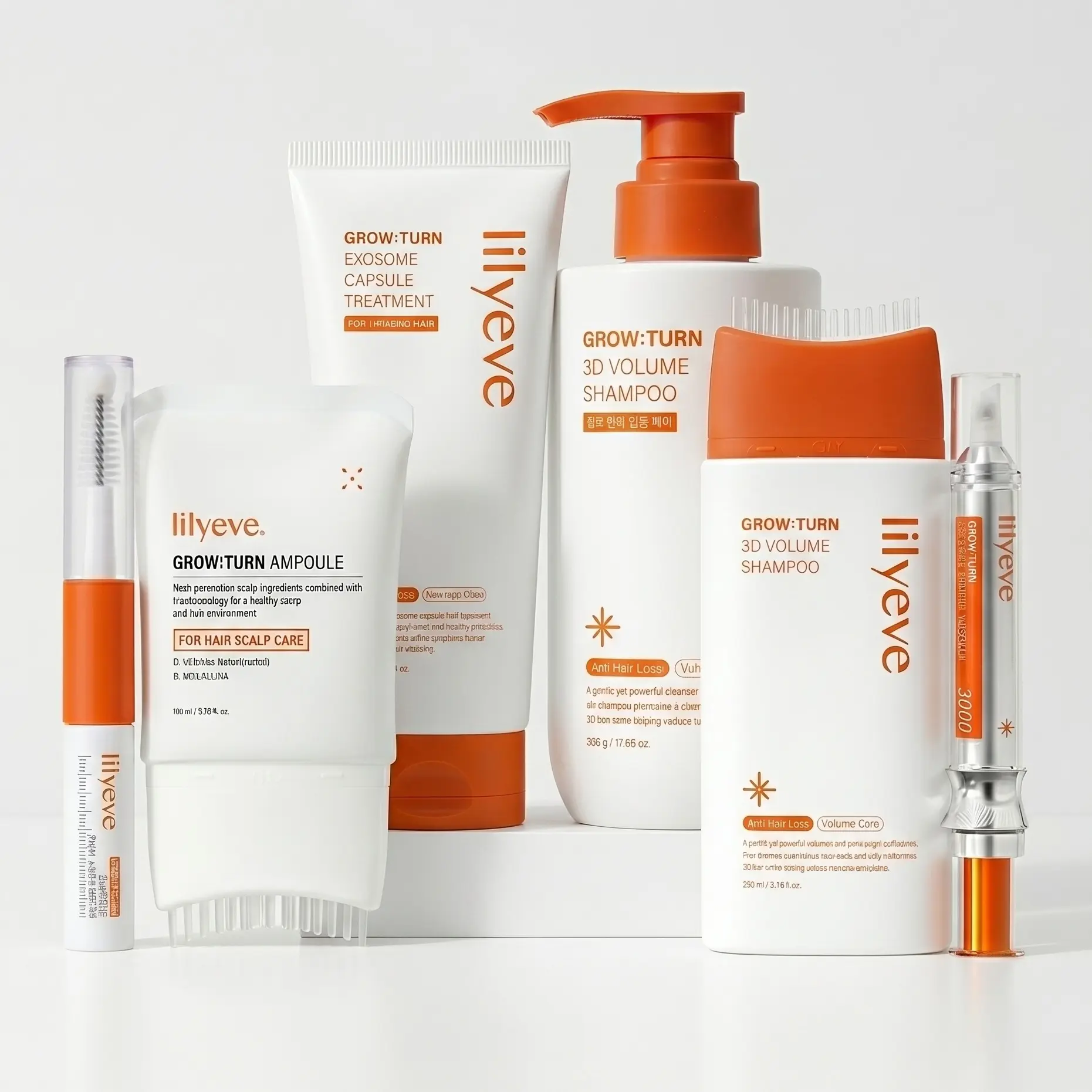 [LILYEVE] GROWTURN Root-to-Lash Set | Exosome Serum, Hair Growth Serum, 3D Volume Brush Shampoo, 3D Volume Shampoo, Capsule Treatment & Dual Lash Serum