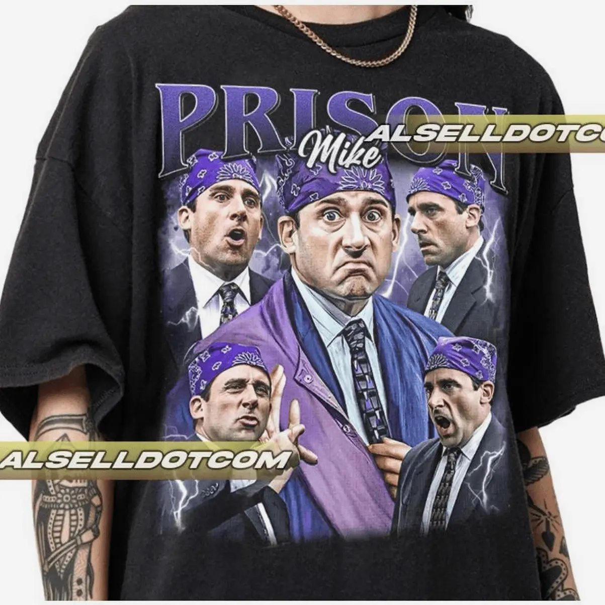 Women's The Office Inspired Prison Mike Graphic T-Shirt - Short Sleeve, Unisex-Friendly, Lightweight Cotton, Casual Loose-Fit, Vintage, Athletic, Stylish, Soft, Stretch Top for Party, Print, Tshirt, O-Neck