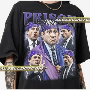 Prison Mike Vintage Shirt michael scott tshirt The Office tv series shirt Dwight Schrute Hoodied Trendy Crewneck Sweatshirt Unisex Everyday Cotton Tee