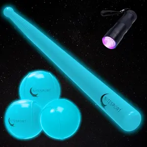 NiteSport Glow In The Dark Baseball Set w/ 3 Aquamarine Baseballs & UV Flashlight - Safe Durable Lightweight Fun for Nighttime Play