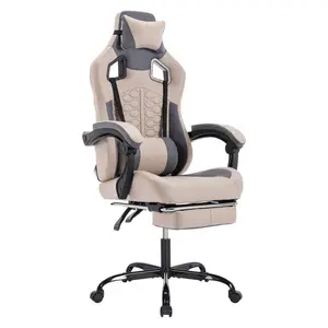 Gaming Chair with Massage,Ergonomic PC Gaming Chair with Footrest Comfortable Headrest and Lumbar Support,High Back PVC Leather,300LBS