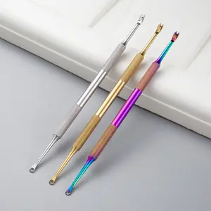 Double-Headed Dead Skin Fork, Round Head Dual Sided Stainless Steel Push Filing Tool, Russian Style Front Loading Hand & Nail Care