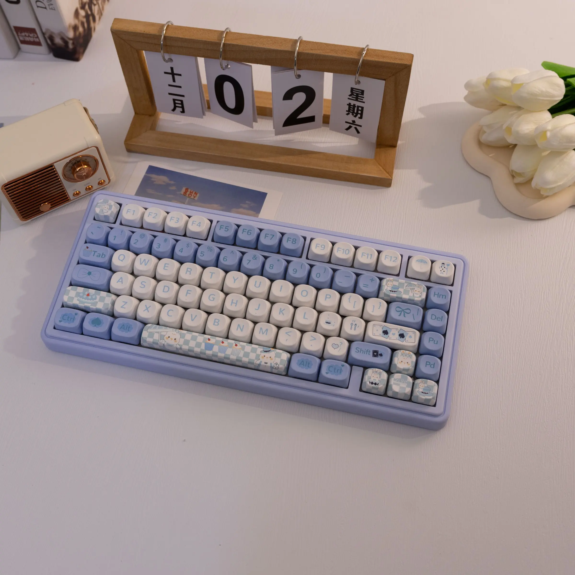 146 Key Cute Rabbit Theme Pbt Keycaps, Visual Appeal, Dye Sublimation Process, Moa Profile, Compatible with Mx Axis, for 61/64/68/87/96/104/108 Keyboards