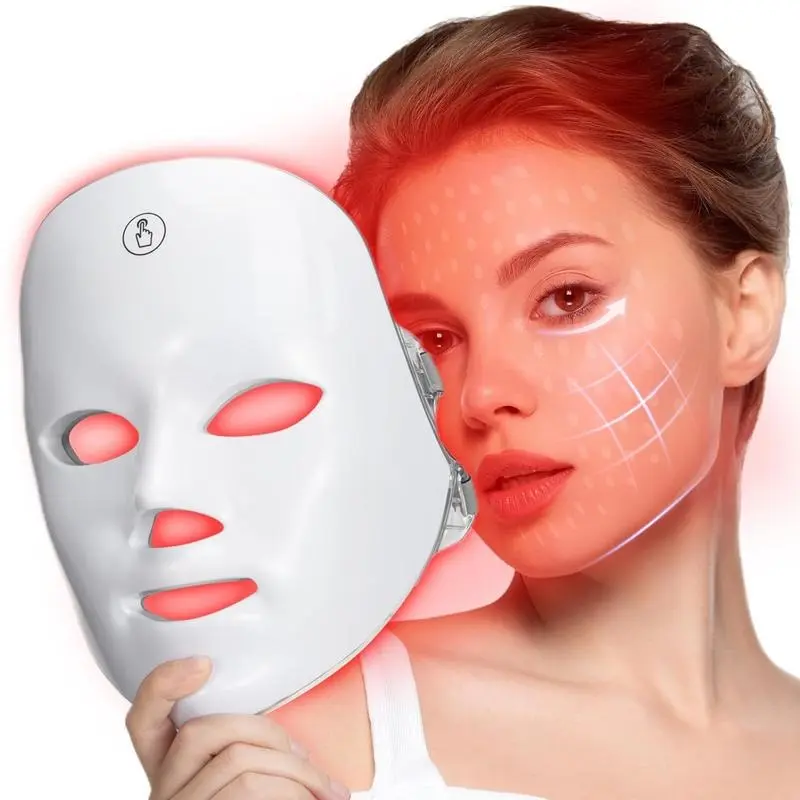7-in-1 LED Light Therapy Face Mask, Wireless Rechargeable Beauty Mask for Facial Skincare, Home Spa & Self Care